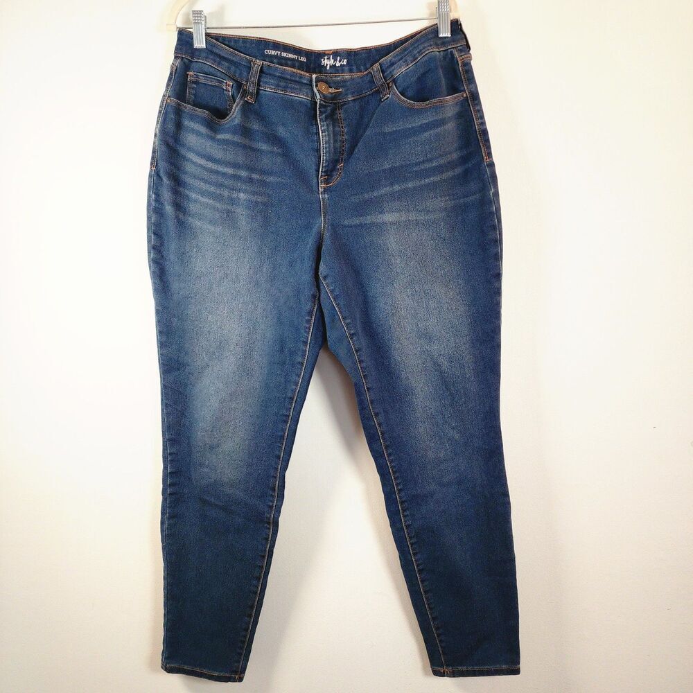 Style & Co Curvy Skinny Leg Jeans 14 Medium Wash Stretch Cotton
